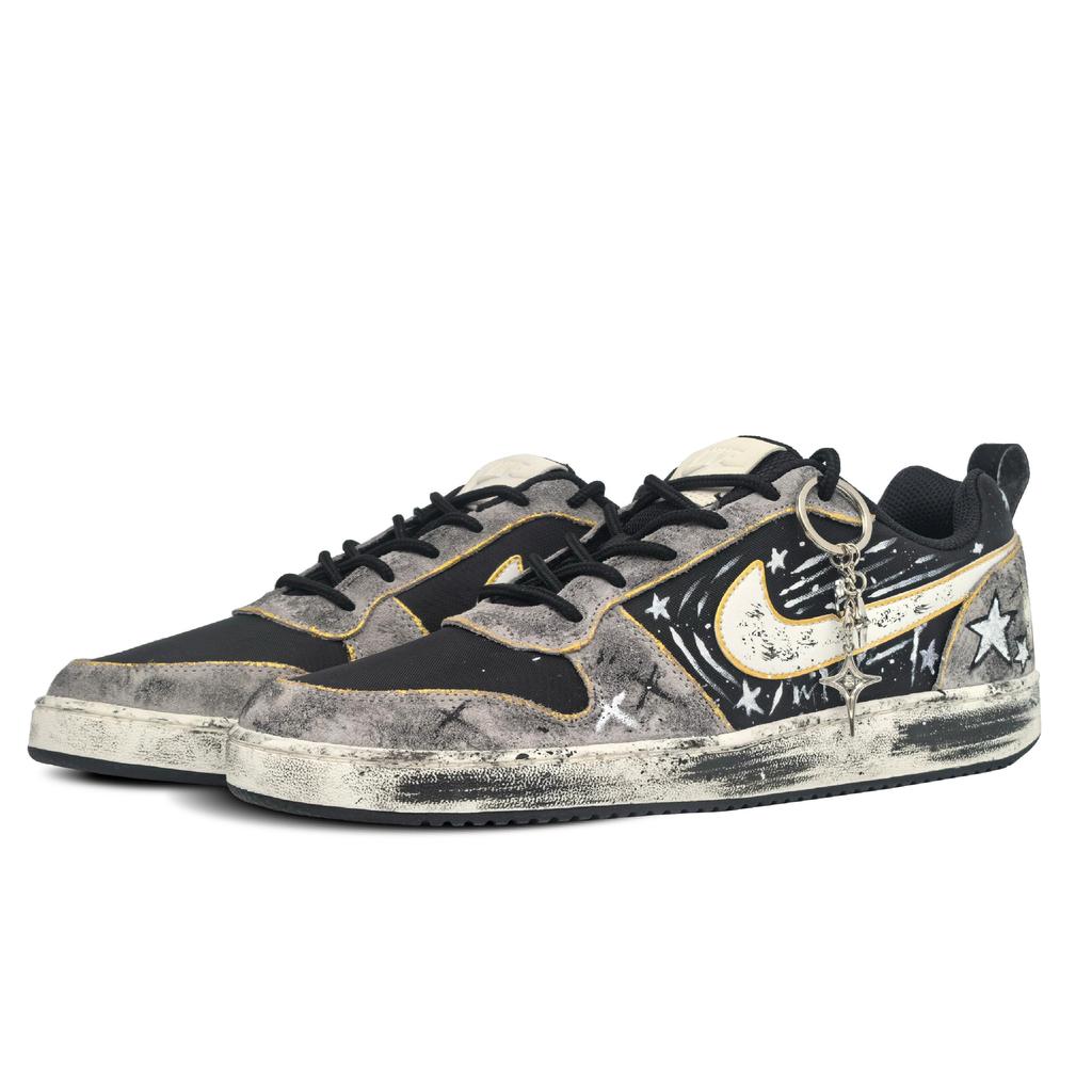 Nike Court Borough Étoiles Filantes Pixelisées, Graffiti, Dessinés à la Main, Éclaboussures d'Encre, Usés Chaussures de Skateboard Basses Hommes 844881-005(Équipe1134-)