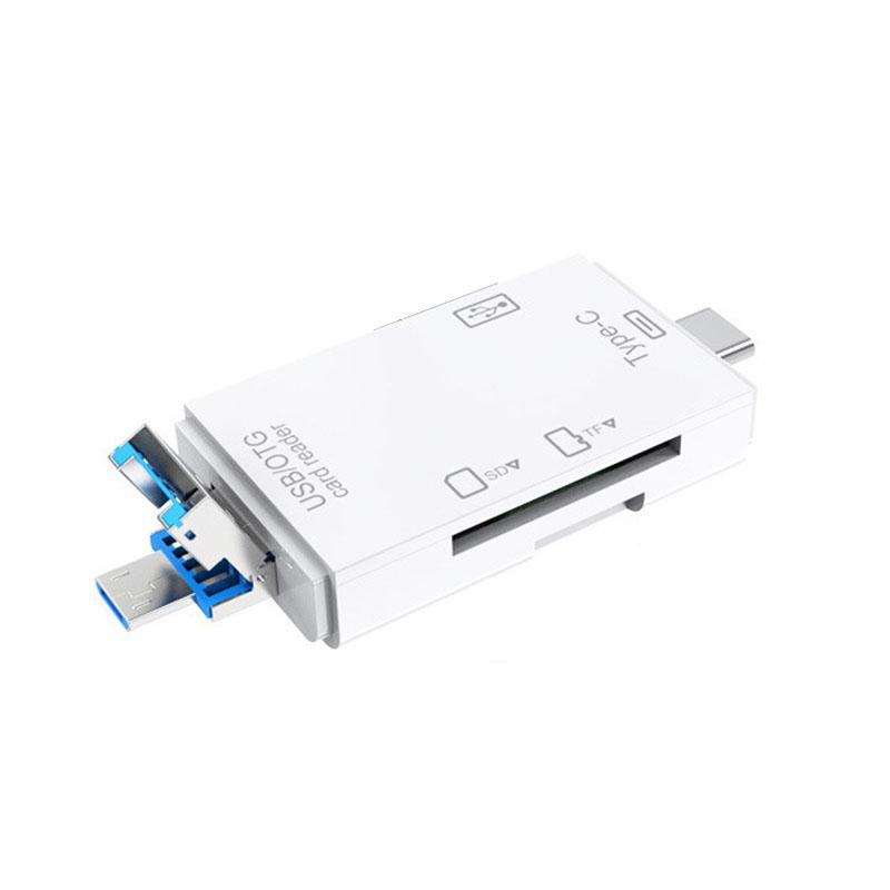6 in 1 Type C/USB Card Reader 6 Port USB Disk Micro SD TF Memory Card Writer Mobile Phone Adapter Laptop Computer USB Extender