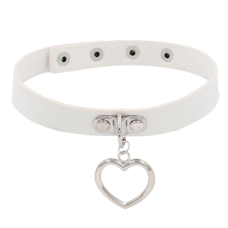 

Ожерелье-чокер с подвеской в виде сердца из искусственной кожи в стиле панк-готика в стиле Харадзюку для девочек белый