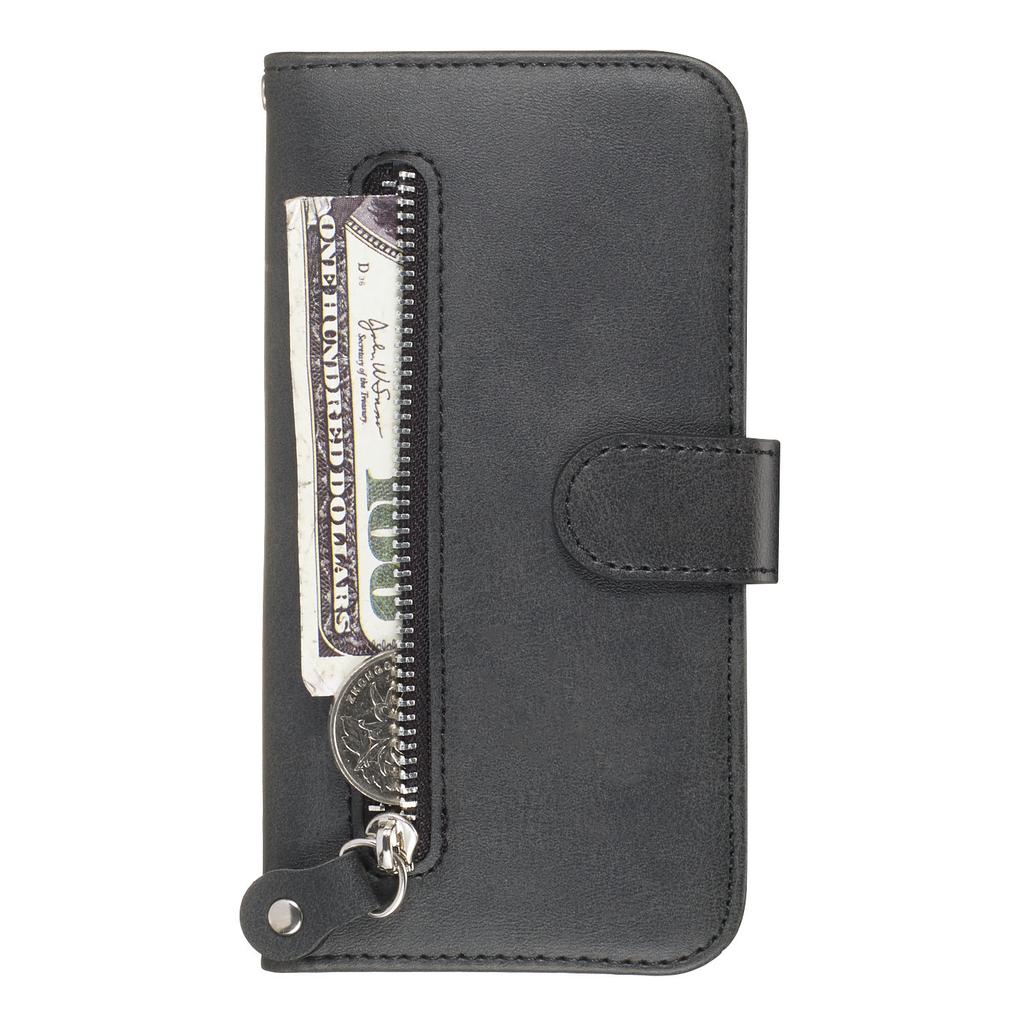 Applicable To iPhone11 Pro Max Mobile Phone Leather Case Note10 Calf Pattern Zipper Wallet Insert Card Holder Case
