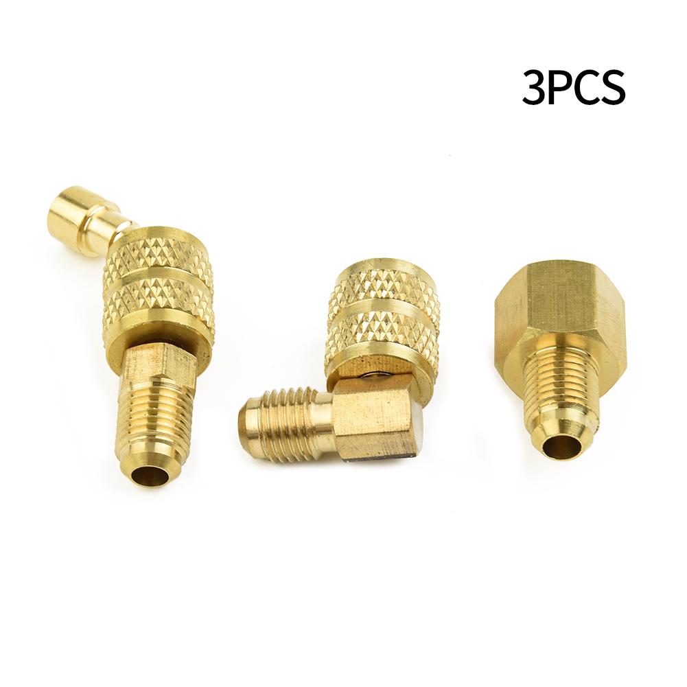 R410a Adapter, Converts 5/16 SAE Filling Vacuum Connector to 1/4 SAE, Made of Brass, for Mini Split System HVAC 2 Pack