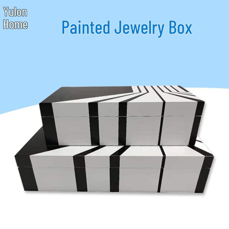 Painted Wood Box for Hotel Furnishings, Model Room Display, Wardrobe, Cabinet, or Jewelry Storage Small Lacquer Jewelry Box