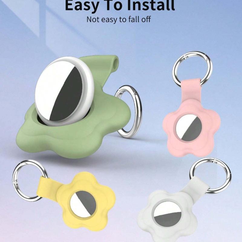 Flower Shaped Silicone Protective Case Compatible With Apple Airtag Tracker Anti-Lost Device For Dogs,Cats And Other Pets(Airtag Not Included)--Pink