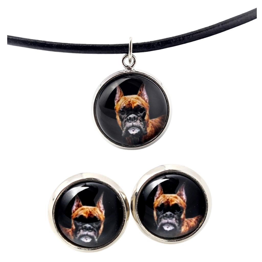Boxer, German Boxer III – Jewelry with your photo box, set of necklace and earrings | Art-Dog