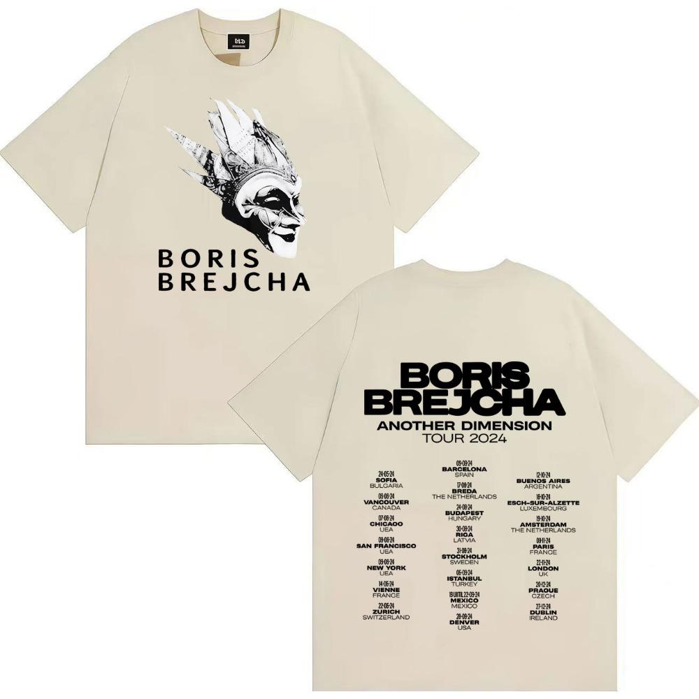 Camiseta de Verano de Algodón Puro Doble Cara con Estampado de Moda Cómica de la Máscara de Boris Brejcha para Hombre y Mujer
