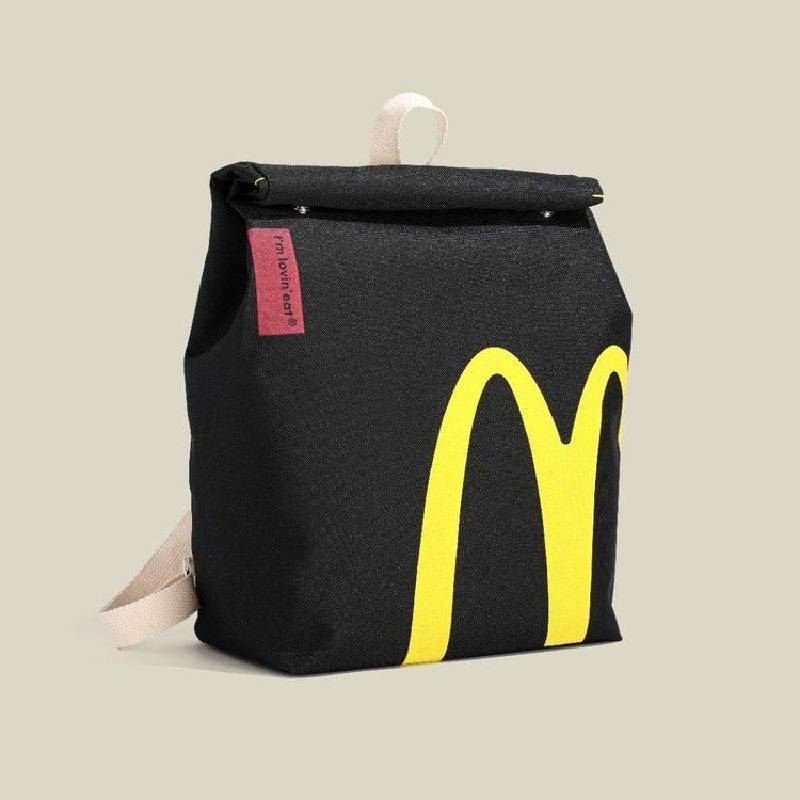 Rucsac din Pânză de Bumbac cu Imprimeu cu Litere Mcdonalds Pentru Studenți, cu Durabilitate și Buzunar Interior