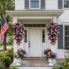 Yousheng Artificial Red White Blue Flowers, Patriotic Hanging Flowers, UV Resistant Artificial Morning Glory Flowers, Fake Greenery Garland for Home