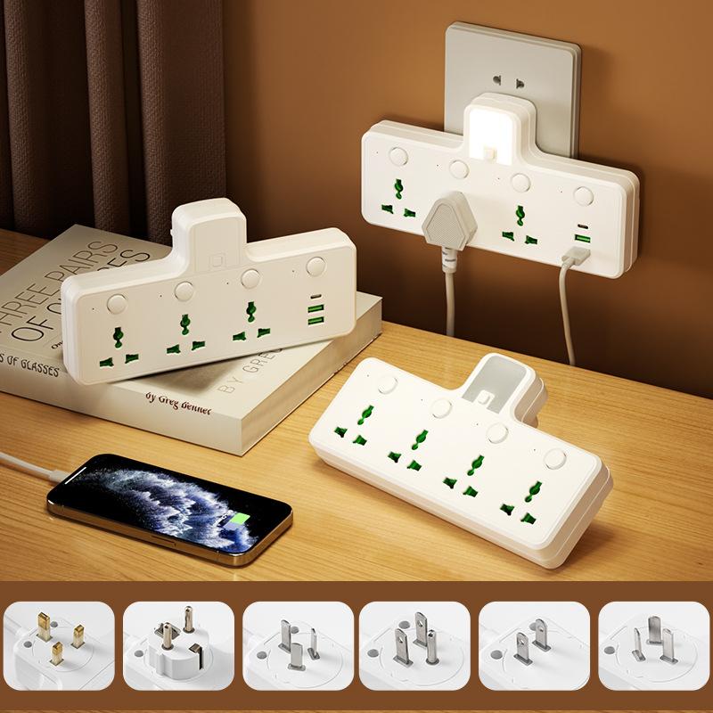 British Standard Hong Kong Malaysia Singapore One to One Multi hole Universal Port with Night Light USB Travel Socket Converter