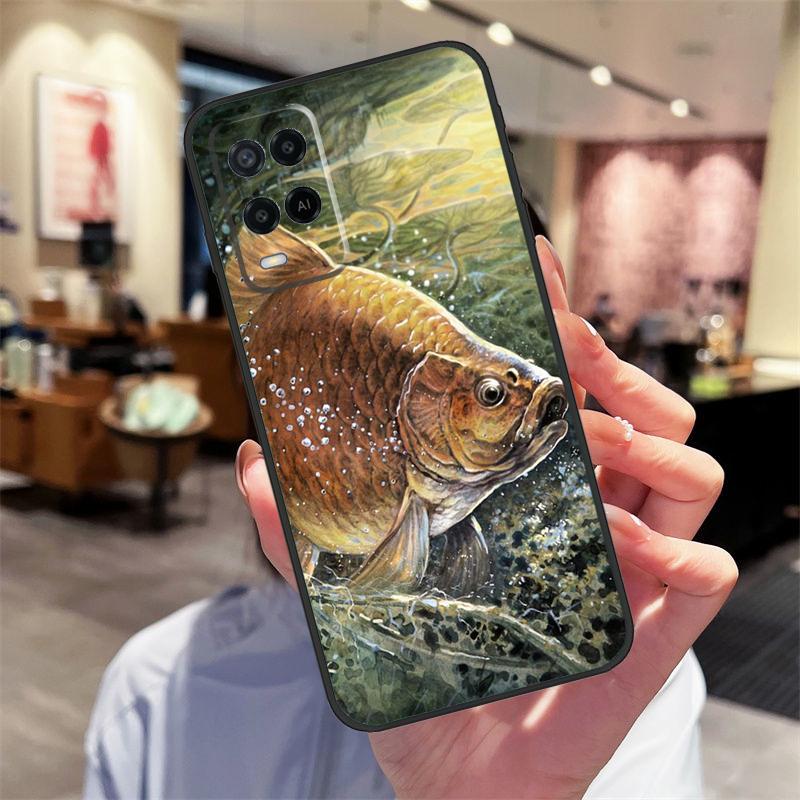 Carps Fish Fishing Case For Oppo A94 A54 A40 A60 A80 A98 A78 A18 A38 A58 A16 A76 A96 A17 A77 A74 A57S A15 Cover