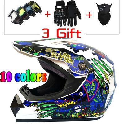 Off-Road Mountain Full Face Men Motorcycle Helmet MTB DH Racing Helmet  Free Gift Goggles Mask Glove DOT Approved