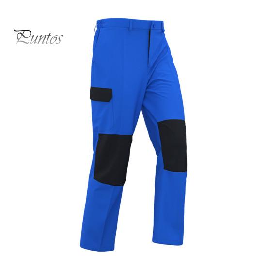 Men Cargo Pants Elastic Waist Multi-Pocket Storage Work Pants Patchwork Color Wear-resistant Cargo Trousers