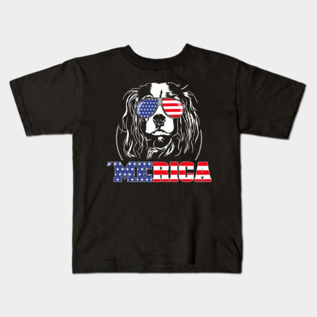 Boys Girls Soft Cotton Graphic Tees Proud Cavalier King Charles Spaniel American Flag Merica Dog Breathable Daily School Wear Kids T-Shirts