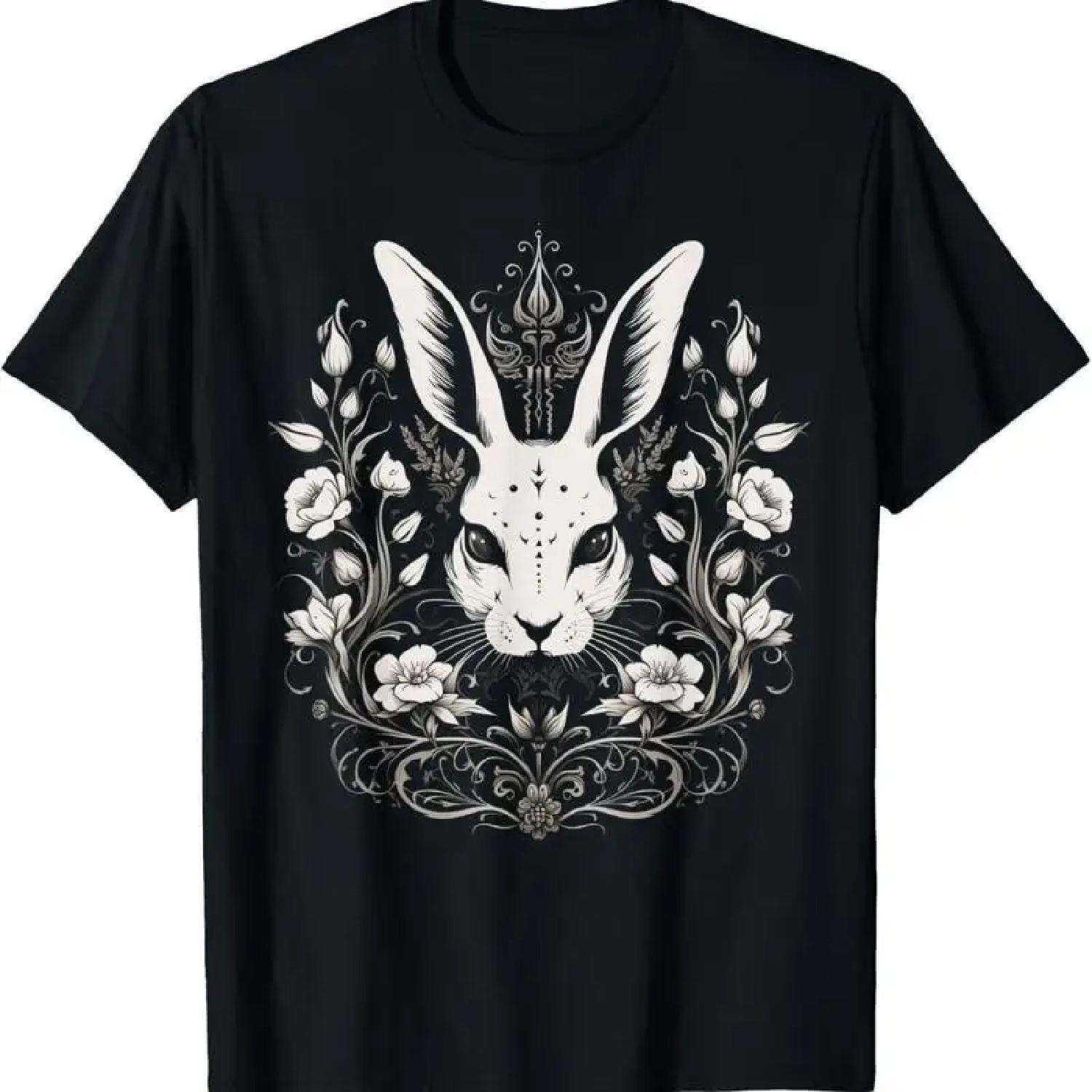 Кролик Заяц Цветы Ведьминский Оккультный Готический Винтажный Пасхальная Футболка XXXXXL разноцветный