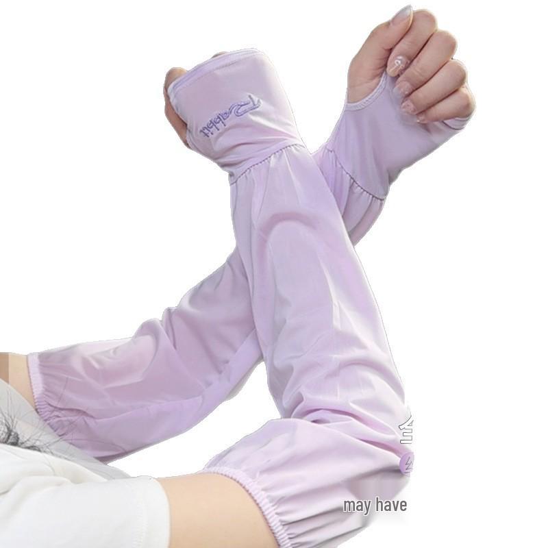 Ice Silk Sun Protection Sleeves with Finger Gloves - UV Protection, Breathable, Loose Fit for Men & Women
