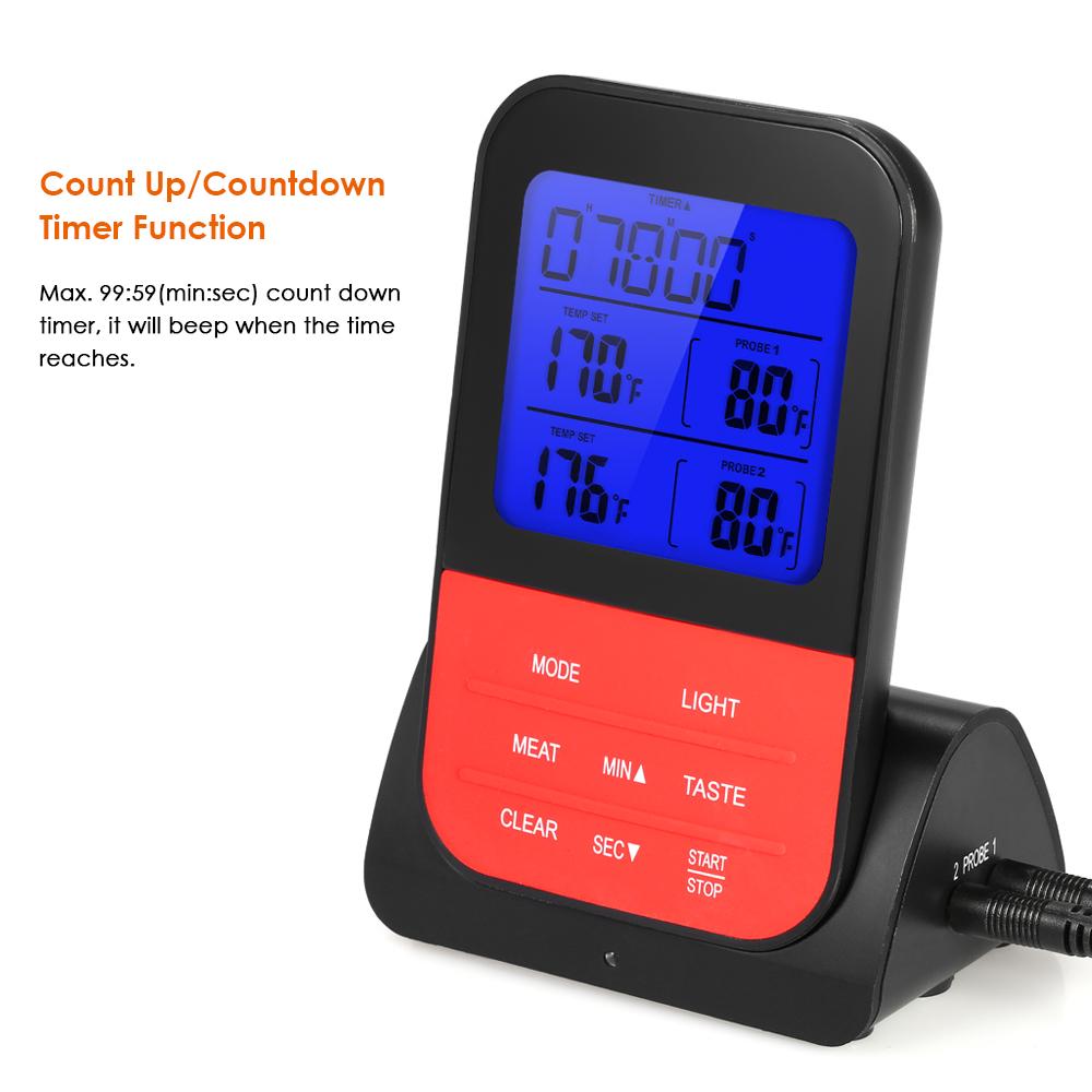 Wireless Digital BBQ Meat Thermometer Instant Read Backlight LCD Food Cooking Thermometer with Cook