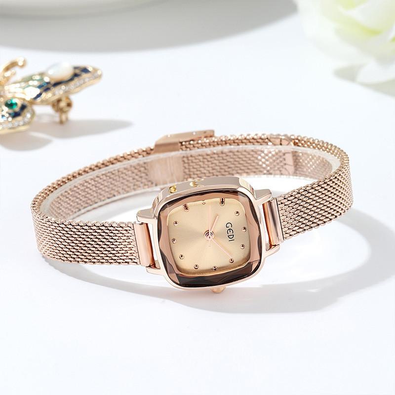 Gedi Ladies Square Watch With Quartz Movement Water Resistant For Casual Wear