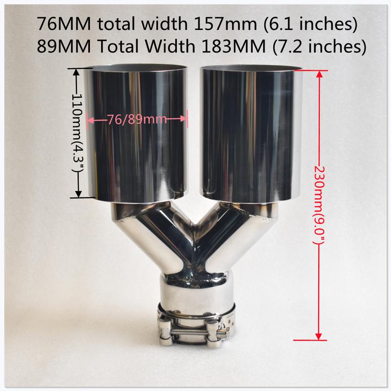 Doppel-Auspuffendrohr 2,5 Zoll Einlass zu 3,5 Zoll Auslass 10 Zoll Länge Auspuffendrohr, 304 Edelstahl Doppellagig versetzt