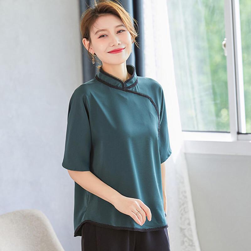 Jianhu Women's Qipao Collar Summer Top