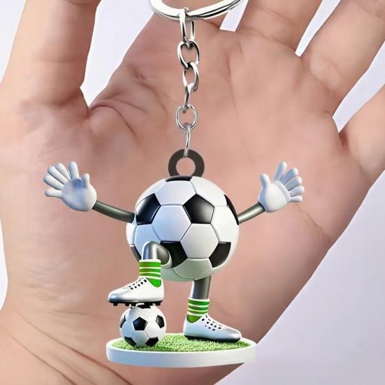 Nyckelring 2D Akryl Fotbollsberlock Nyckelring Bilinteriör Fint Hantverk Nyckelring Ryggsäckar Handväskor Bilar Plånböcker Tillbehör