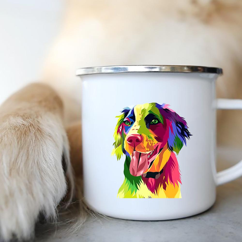 Original Mugs Coffee Cups to Sublimate Cute Dog Printed Enamel Coffee Tea Mugs Office Home Party Beer Drink Cola Cups Travel Cup