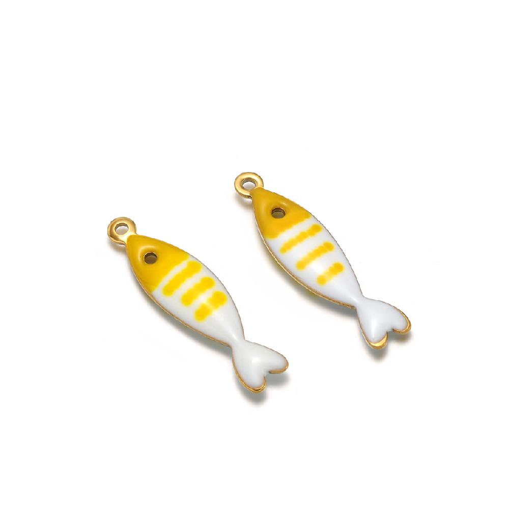 20pcs Stainless Steel Gold Color Enamel Little Fish Charms Pendants for DIY Jewelry Bracelet Necklace Findings Earrings Making