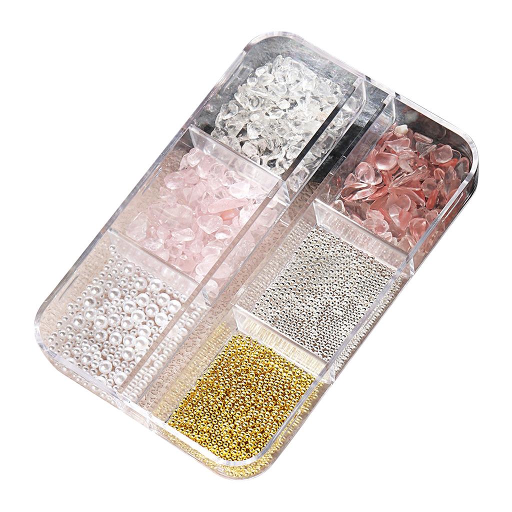 6 Grids Luxury 3D Nail Art Craft Rhinestones Charms DIY Nail Designs Zircon Gems Dangle Manicure Nail Jewelry Diamonds