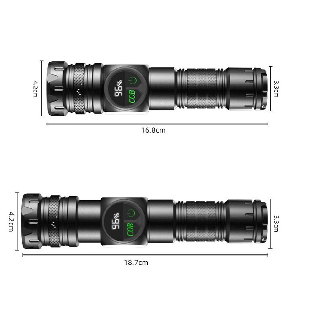 White Laser LED Flashlight Zoom function COB Side Light USB Rechargeable Torch Tail Magnet With Display Long Range Lamp