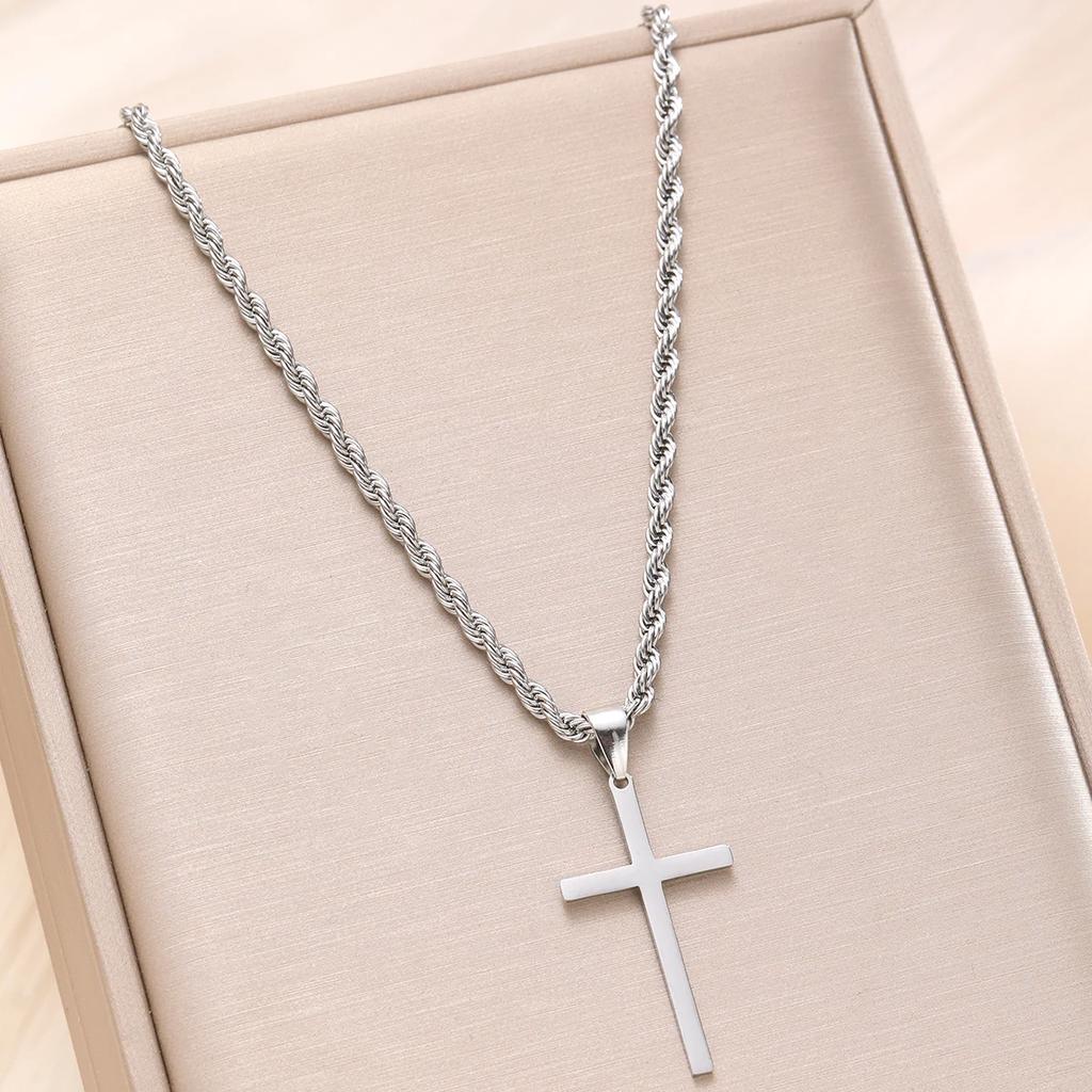 New Stainless Steel Cross Pendant Neckla for Men Women Minimalist Gold Color Jewelry Male Female Necklas Chokers Gifts