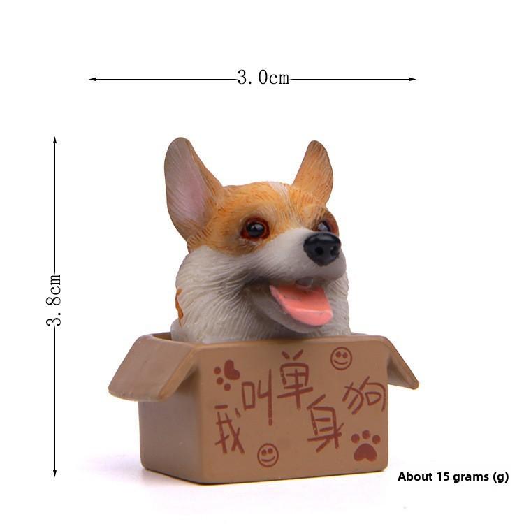 Box Cartoon Cute Corgi Husky Shepherd Dog Mini Model Ornament Desktop Decoration