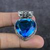 Natürlicher Blautopas Edelstein 925 Sterlingsilber Schmuck Anhänger 1.58" j5K78