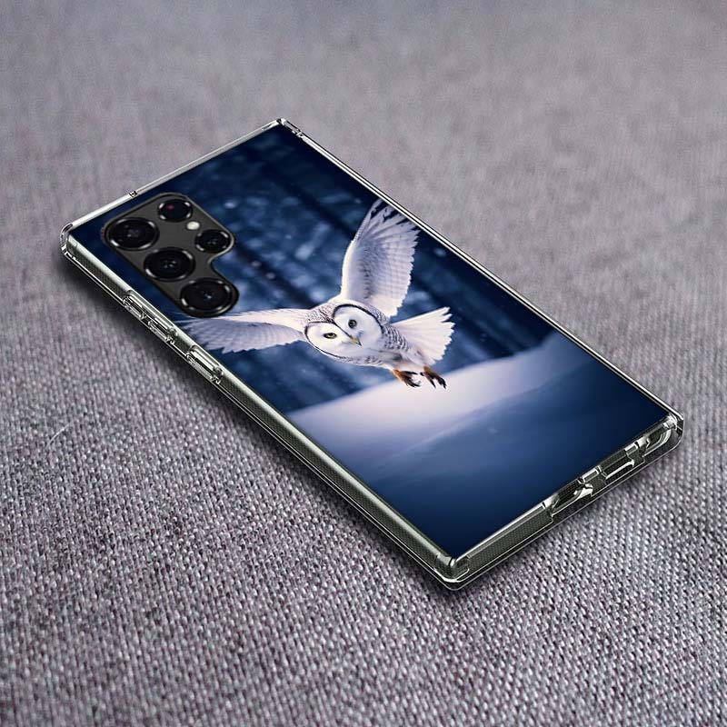 Owl in Winter Phone Case For Samsung Galaxy S24 S23 S21 S20 FE S22 S26 Ultra S25 Edge S10 Plus Cover Clear TPU Capa Shell Coque
