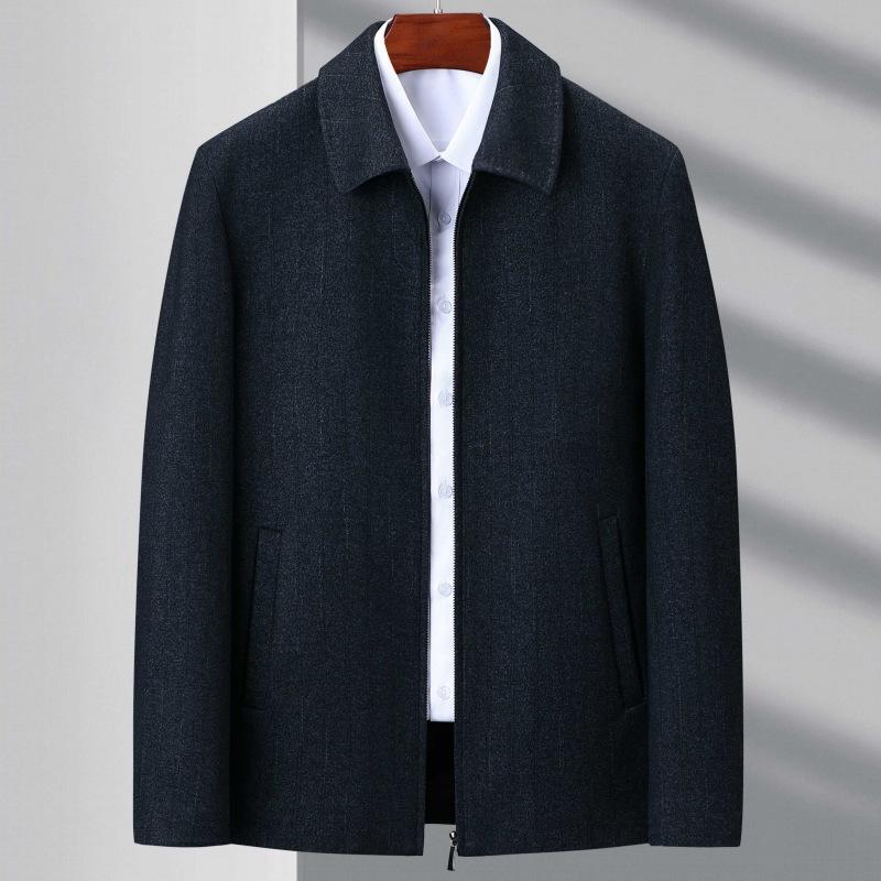 Men's Wool Jacket Middle-aged Men's Wool Jacket Dad's Lapel Casual Business Autumn and Winter Large Size Tops