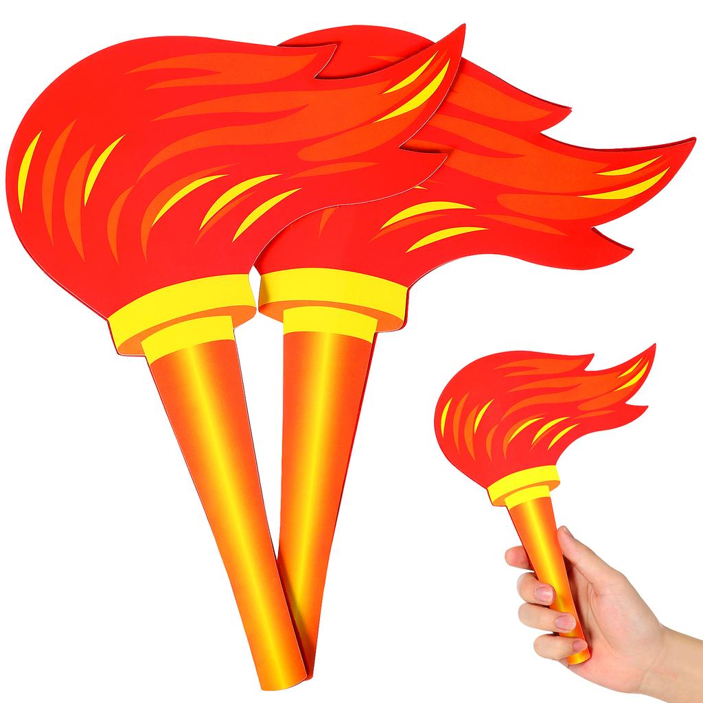 2pcs Simulation Prop Realistic Flameless Paperboard Torch Lightweight Sports Meet Party Performance Decorative Prop For Kids