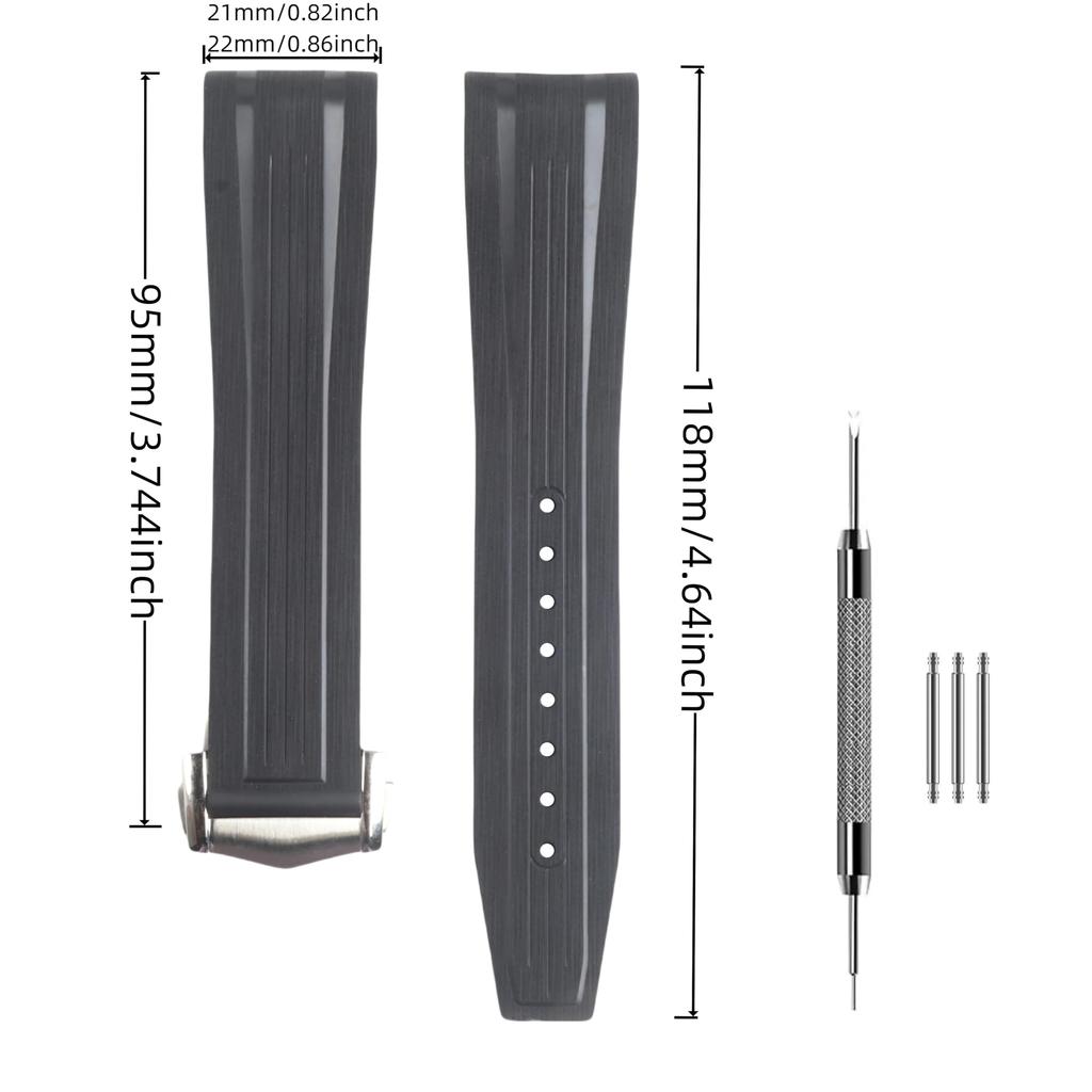 SigneMetu Watch Band Compatible with 21mm, 22mm Longines Conquest L3.970, 41mm, and L3.890, 43mm Replacement Watch Strap (Blue, 22mm)