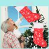 Soft And Festive Red Christmas Stockings With White Edging And Embroidered Snowflakes