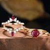 Hot-selling 18k Pigeon Blood Red Ring In Europe and America, Female, Sunflower-shaped 2-carat Red Mozzarella Ring