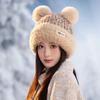 Autumn and Winter Hat Women's Cute Ears Big Head Circumference Wool Hat Fashionable Velvet Warm Knitted Hat