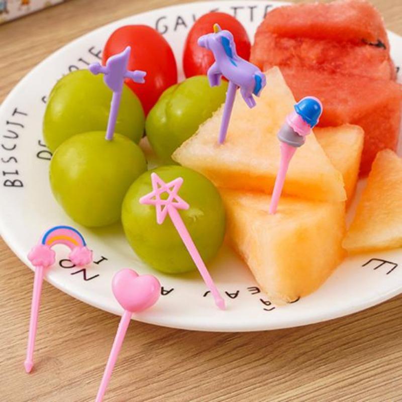 6Pcs Fruit Pick Reusable Bento Food Picks Cute Rainbow Star Heart Shapes Fruit K