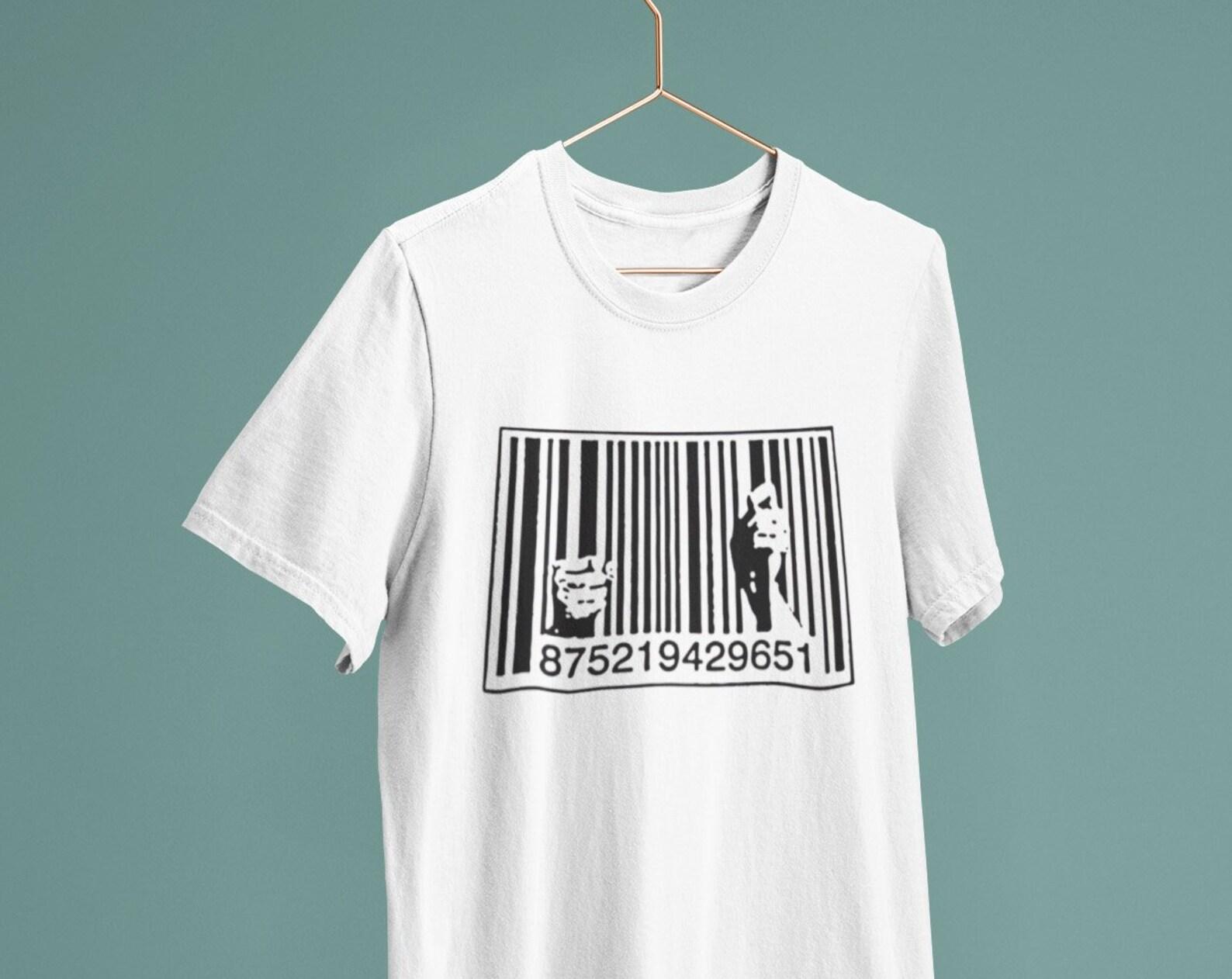 Banksy Barcode Graffiti T shirt: Heavyweight Cotton Unisex Tee 4XL