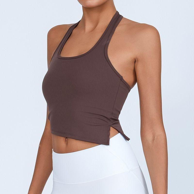 Foreign Trade with Chest Pad Cross-Border Fashion New Arrival Yoga Split Vest Women's High Elastic Quick-Drying Beauty Back Exercise Workout Top