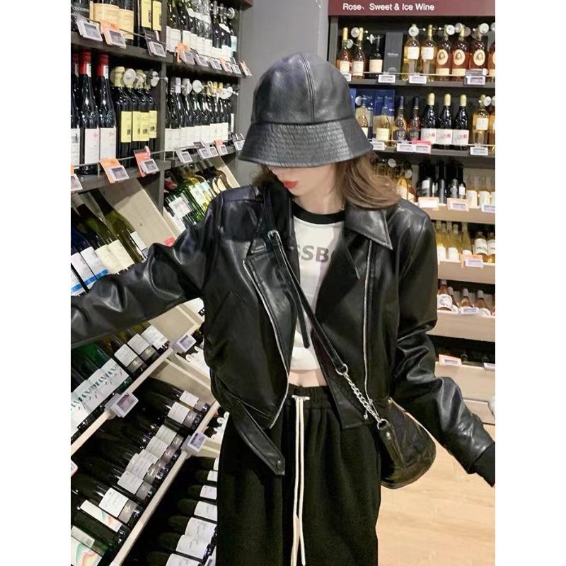 Pink Short Locomotive Leather Jacket Women's Spring and Autumn New Small Casual Fashion Pu Leather Jacket Top