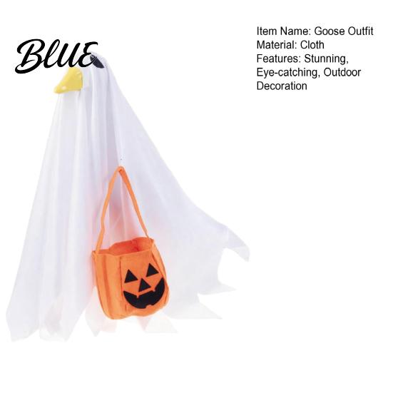 High-quality Halloween Prop Goose Outfit Ghost Porch Clothes with Pumpkin Bag for 23" Durable Decoration Statue Party Accessory Outdoor Patio