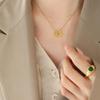 European Geometric Design Round Pendant Necklace, 18K Gold-Plated Titanium Steel, Women's Clavicle Chain