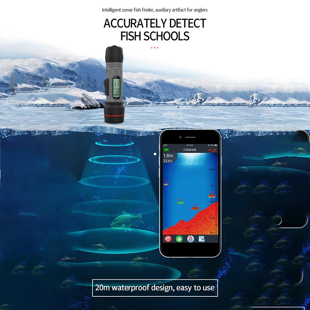 Portable Sonar Fish Finder Waterproof Wireless Bluetooth Depth Finder Ice Fish Finder with Depth Readout Display for