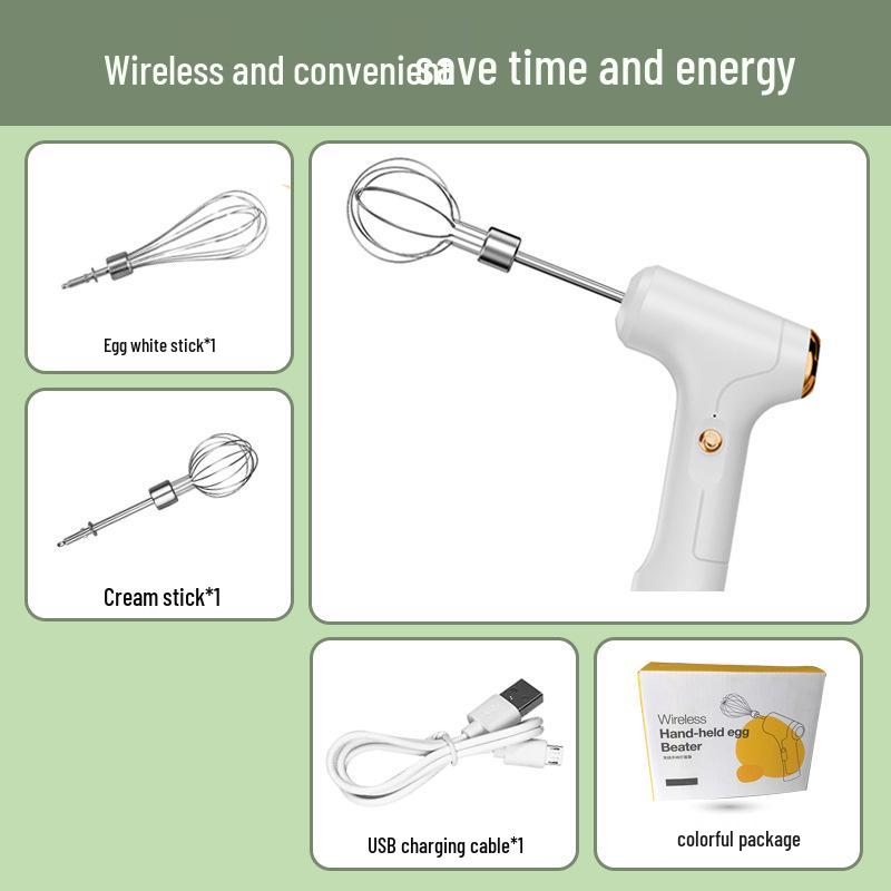 

Беспроводной электрический венчик и взбиватель для крема и яичных белков, мини-домашний миксер.