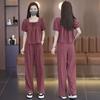 Ladylike Temperament Chiffon Shirt Suit Summer Goddess Style Casual Fashion Age-reducing Wide-leg Pants Two-piece Set