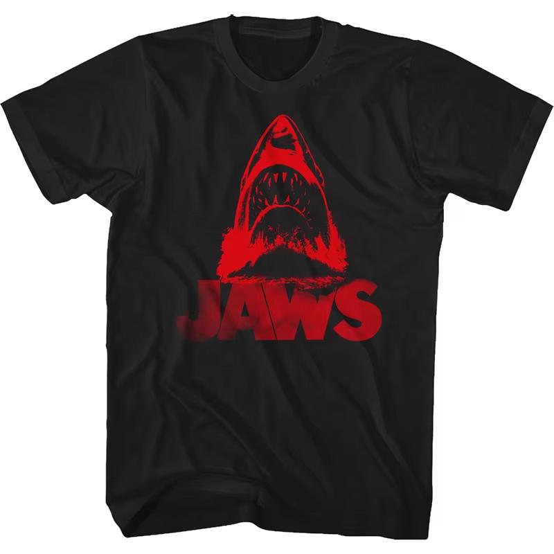 The 2025 Summer and Autumn New Great White Shark Retro Printed T-shirt Is a Loose and Trendy Short-sleeved Cotton Couple's Top
