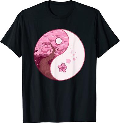Zen Yin And Yang Pink Cherry Blossom Tree Unisex T-Shirt