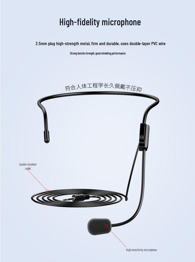Teacher Wireless Headset Mini Amplifier: Portable Microphone for Outdoor Lectures and Classroom Use