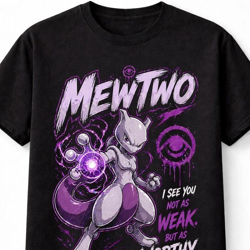 Pokemon Mewtwo Graphic Tee Psychic Legendary Anime Gaming Unisex TShirt S
